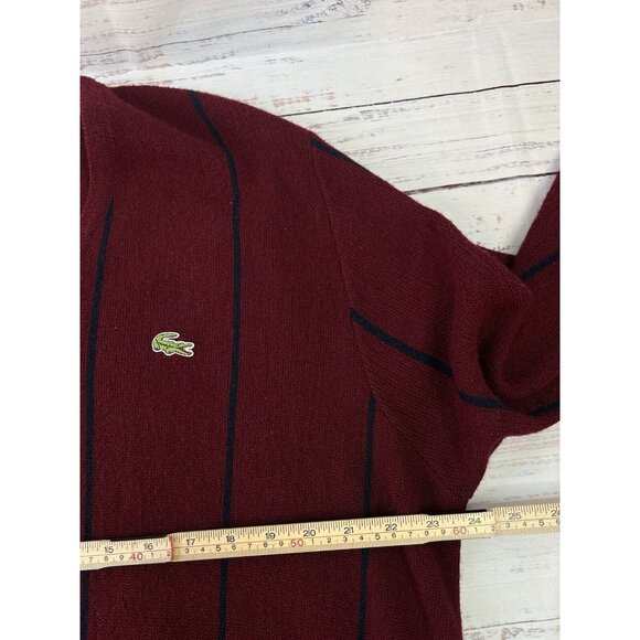 Izod Lacoste Sweater Men's L Burgundy V-Neck Orlon Acrylic Made in USA Preppy - Picture 7 of 11